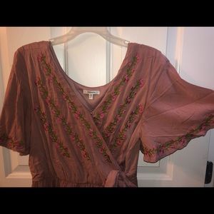 Mauve Mock Wrap Dress